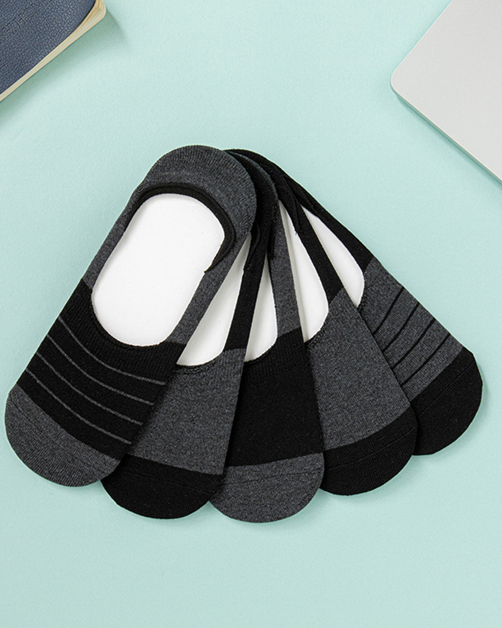 Bellamy Cotton Men’s 5 pcs No Show Socks 40-44 Anthracite - Black