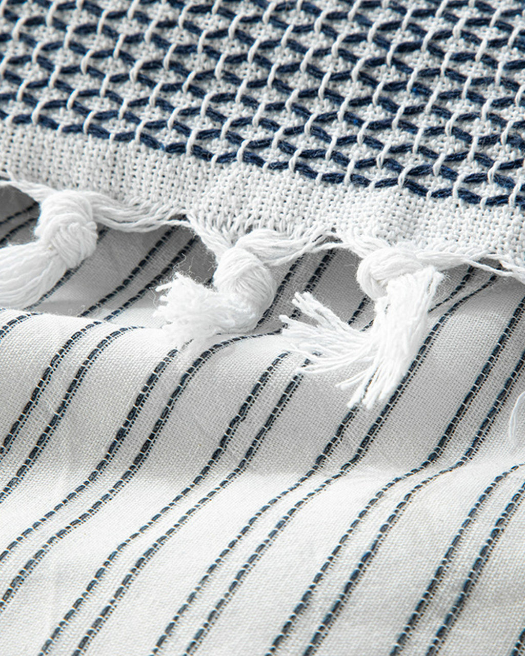 Stitch Line Yarn Dyed Duvet Cover Set Navy Blue (view 15)