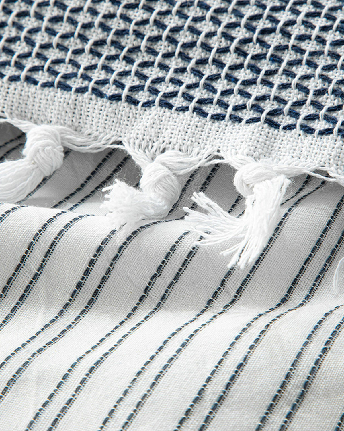 Stitch Line Yarn Dyed Duvet Cover Set Navy Blue (view 15)