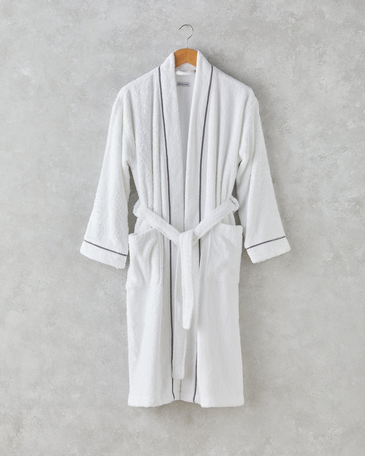 Melinda Bamboo Piped Bathrobe S-M White