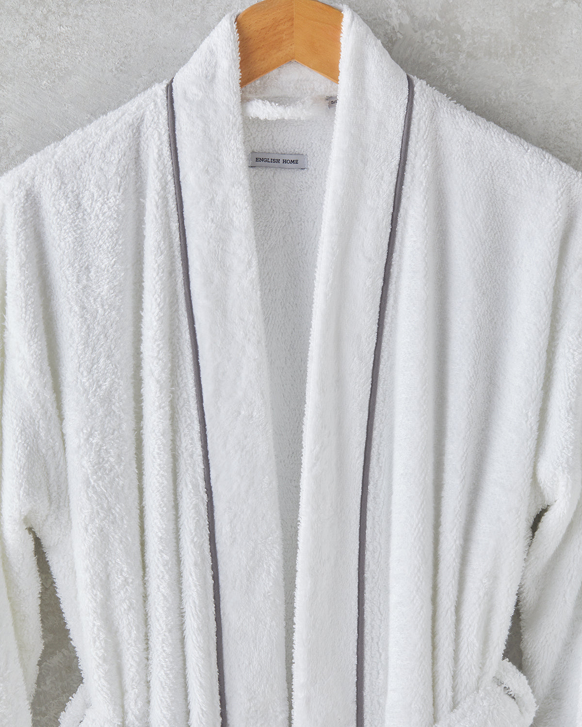 Melinda Bamboo Piped Bathrobe S-M White (view 2)