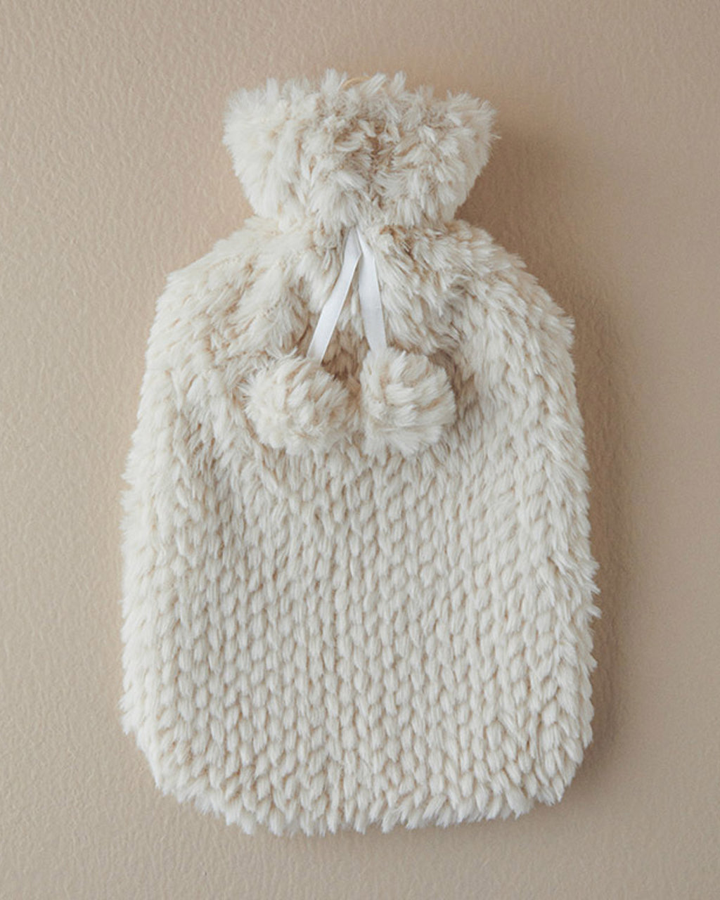 Fluffy Hot Water Bottle 33x19 cm Ecru