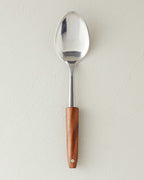 Woody Spoon Steel Serving Spoon Serving Tool 31.5 cm Brown