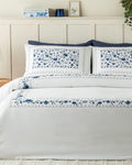 Flower Chain Soft Cotton with Digital Print Single Size Duvet Cover Set 160x220 cm Navy Blue