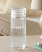 Striped Glass Bedside Jug 730 ml Transparent