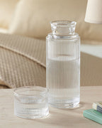 Striped Glass Bedside Jug 730 ml Transparent (view 2)