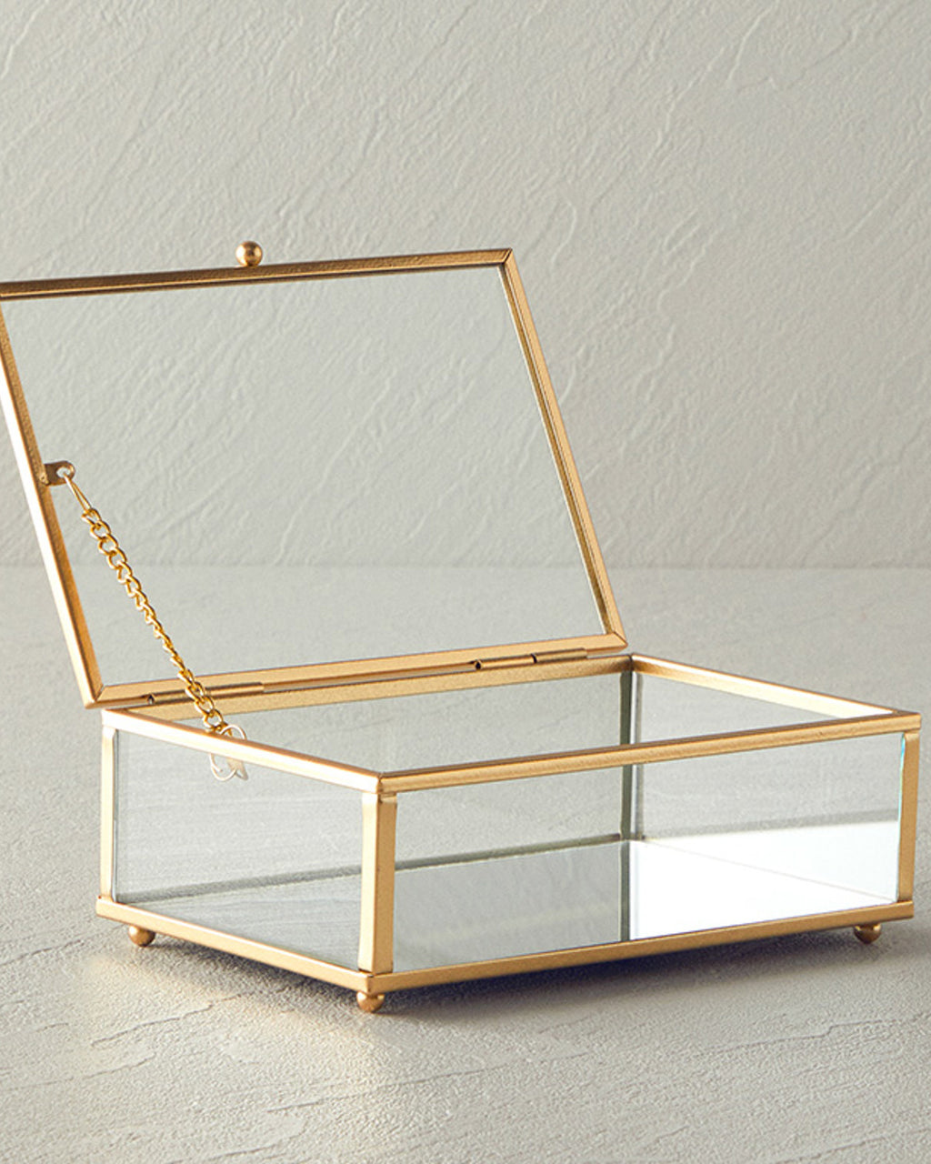 Glossy Glass Decorative Box 15x10x5.5 cm Gold (view 2)
