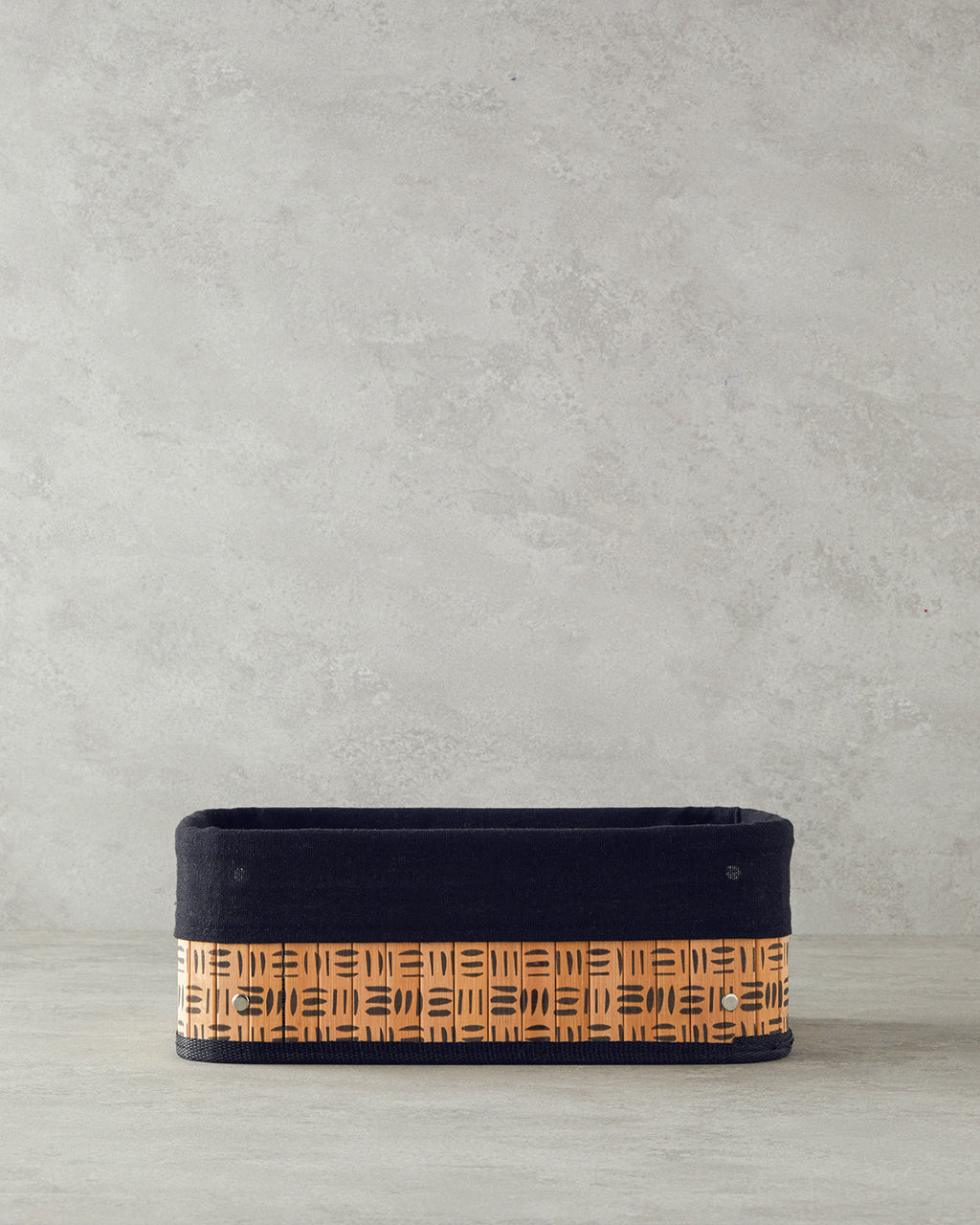 Stripy Bamboo Basket Natural - 32x22x12 cm