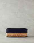 Stripy Bamboo Basket Natural - 32x22x12 cm