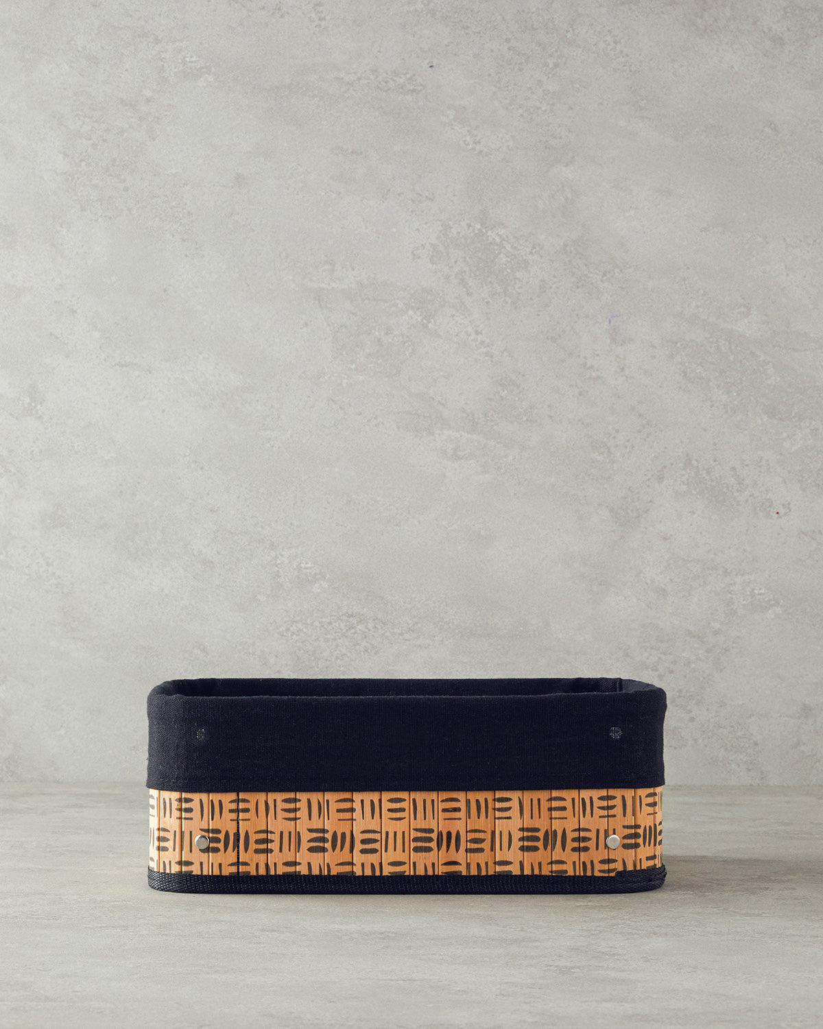 Stripy Bamboo Basket Natural - 32x22x12 cm