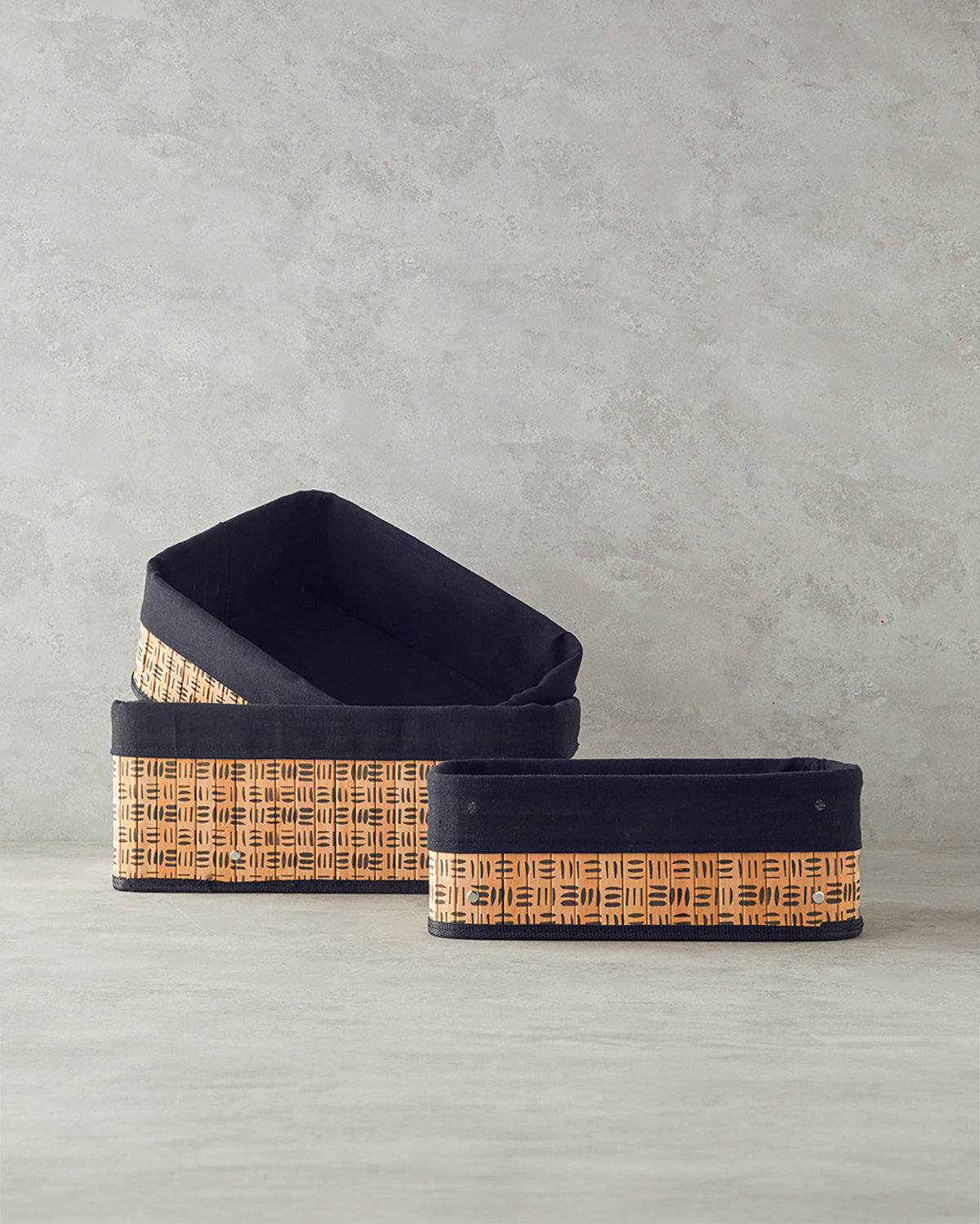 Stripy Bamboo Basket Natural (view 4)