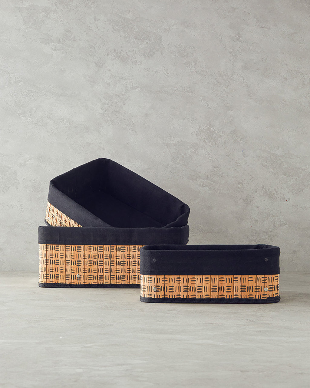 Stripy Bamboo Basket Natural (view 8)