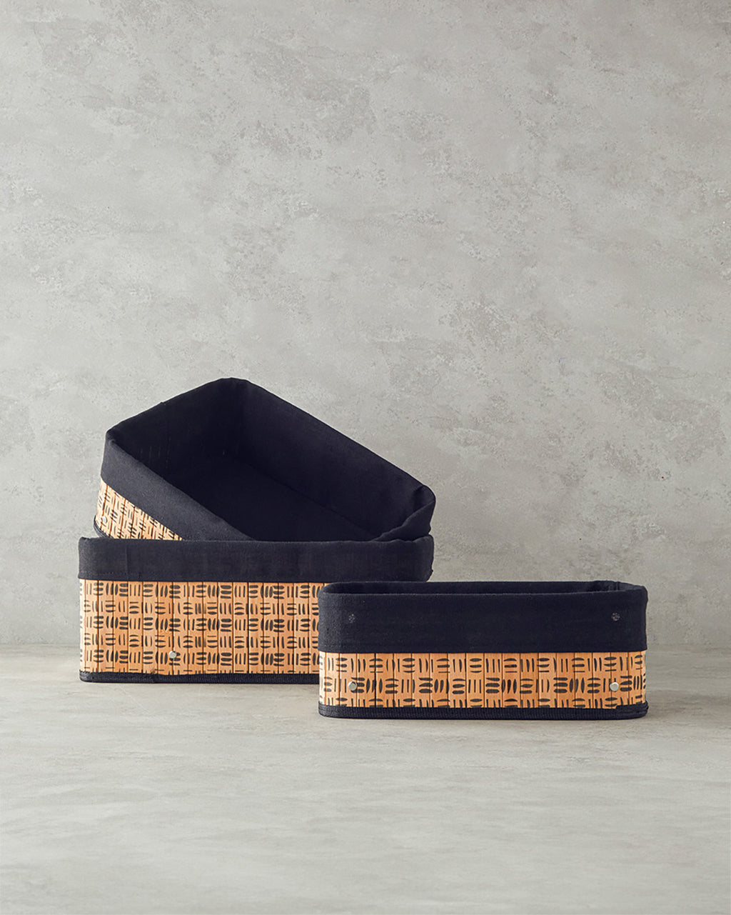 Stripy Bamboo Basket Natural (view 12)