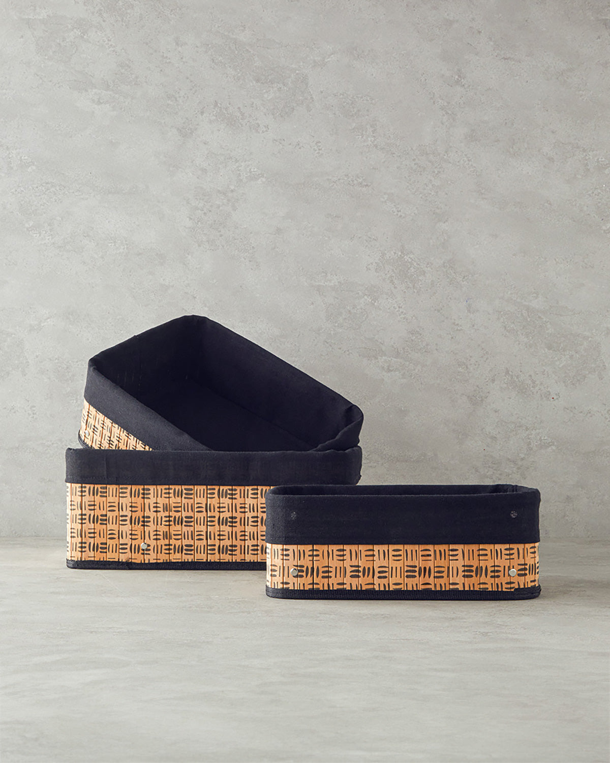 Stripy Bamboo Basket Natural (view 12)