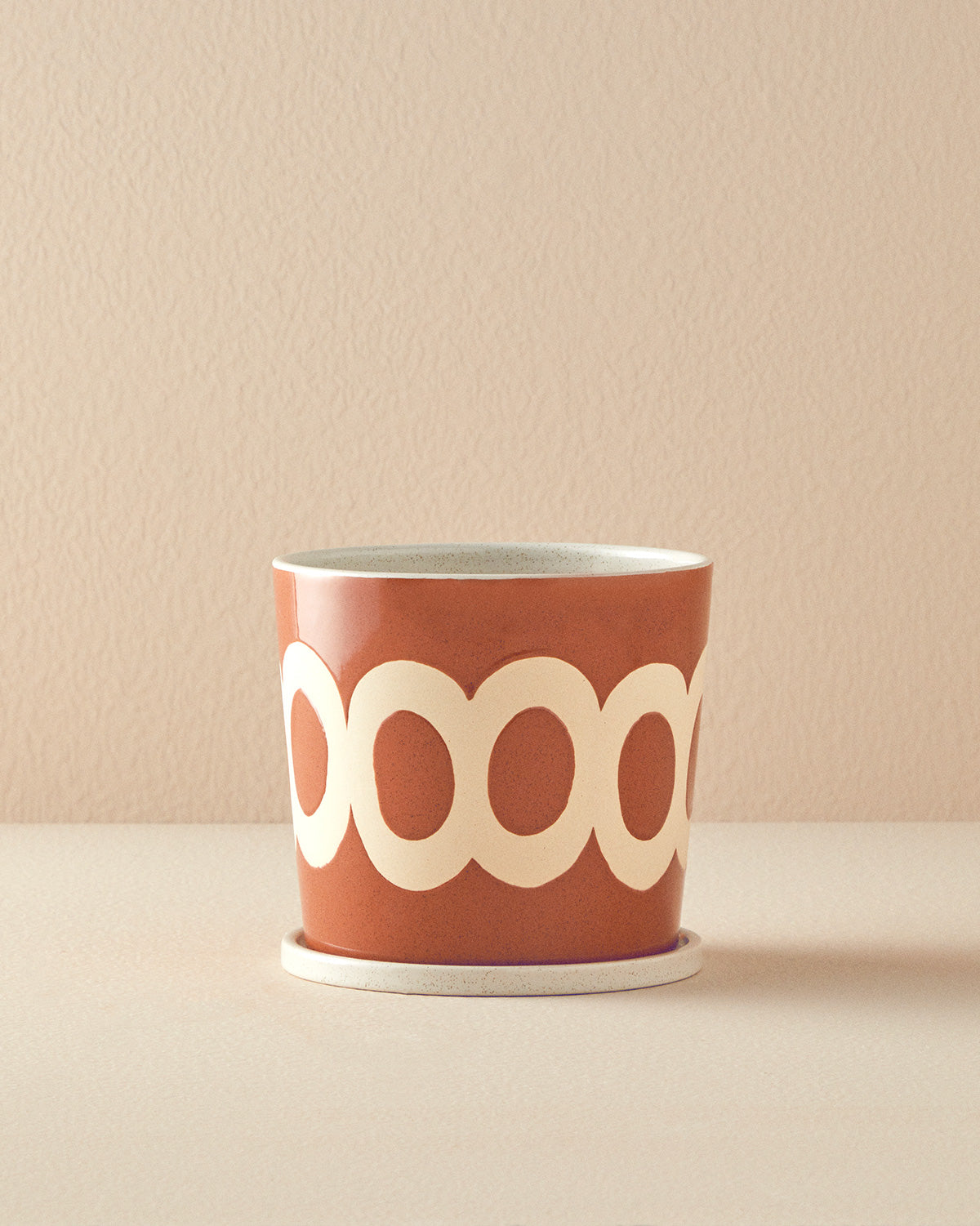 Circles Ceramic Flower Pot 16.8x16 cm Terracotta