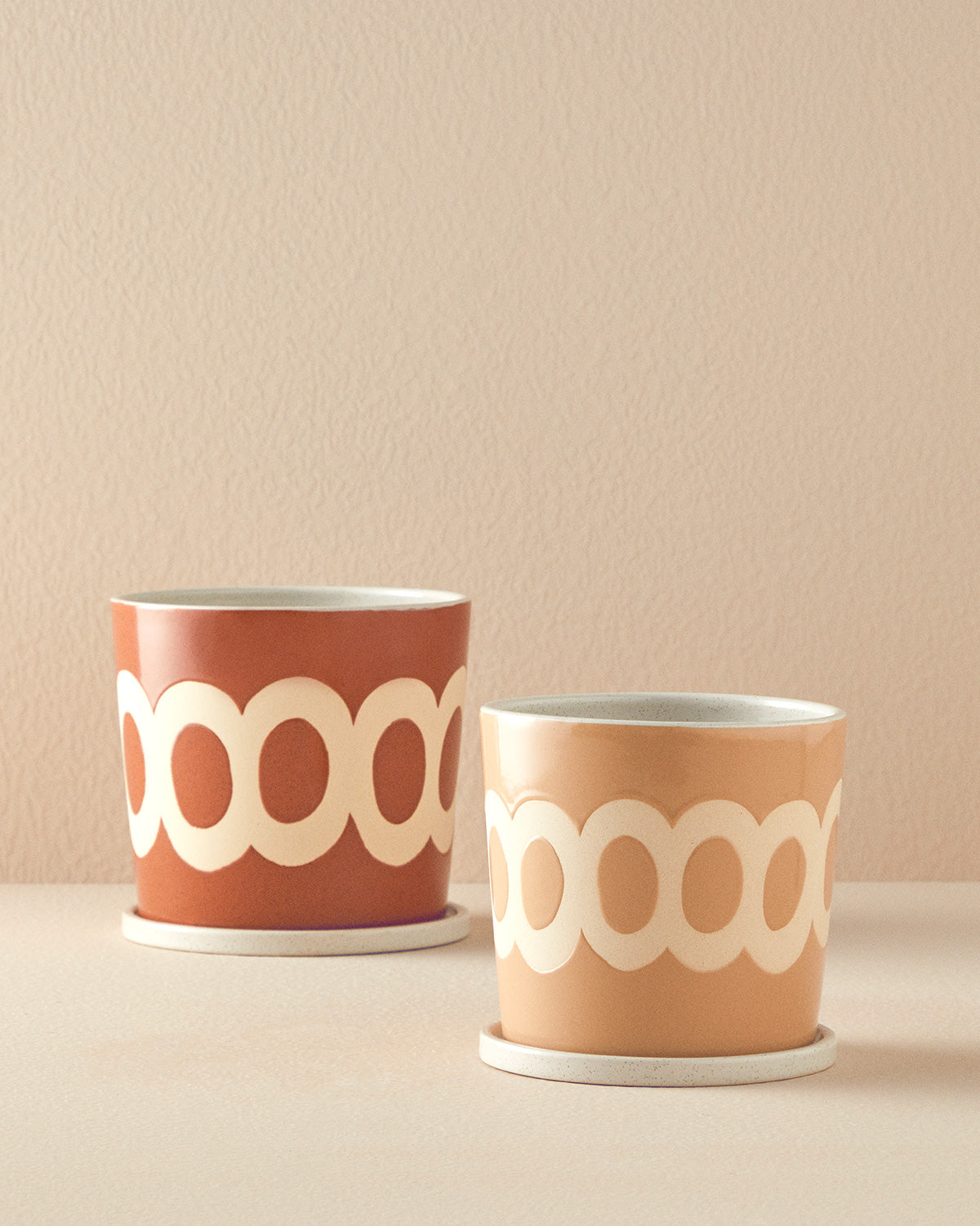 Circles Ceramic Flower Pot 16.8x16 cm Terracotta (view 4)