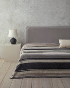 Striped Four Seasons Double Size Blanket 180x220 cm Anthracite