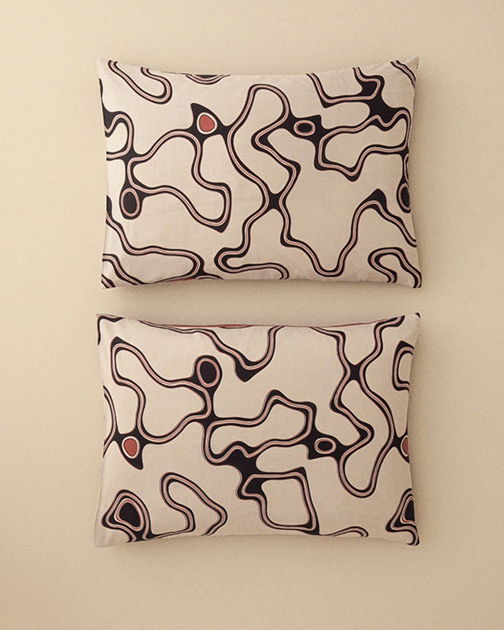 Abstract Art Soft Cotton with Digital Print 2 pcs Pillow Case 50x70 cm Beige
