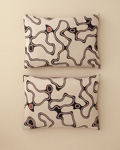 Abstract Art Soft Cotton with Digital Print 2 pcs Pillow Case 50x70 cm Beige