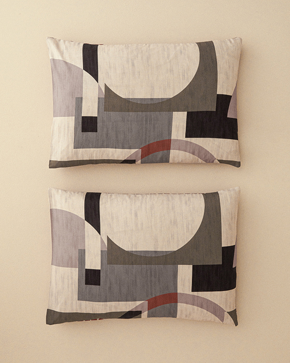 Dynamic Square Soft Cotton with Digital Print 2 pcs Pillow Case 50x70 cm Beige - Terracotta