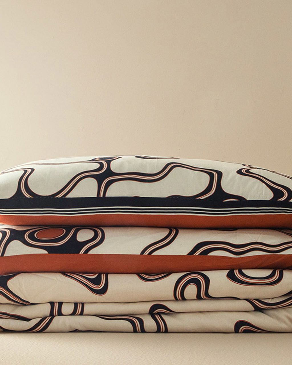 Abstract Art Soft Cotton with Digital Print Double Size Duvet Cover Set 200x220 cm Beige (view 6)