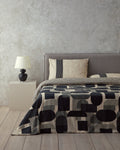 Geodesic Soft Cotton with Digital Print Duvet Cover Set Anthracite - Green - Single 160x220 cm
