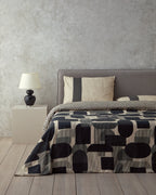 Geodesic Soft Cotton with Digital Print Duvet Cover Set Anthracite - Green (view 6)