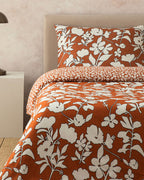 Grandiflora Soft Cotton with Digital Print Duvet Cover Set - Terracotta - Single 160x220 cm