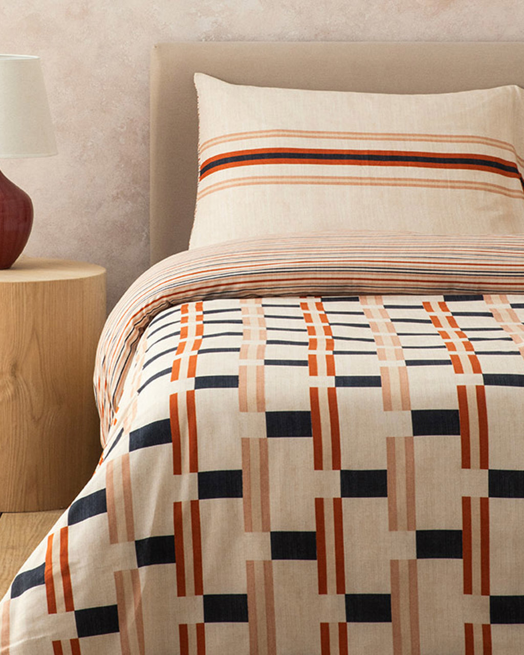 Timeline Soft Cotton with Digital Print Duvet Cover Set Terracotta - Double 200x220 cm