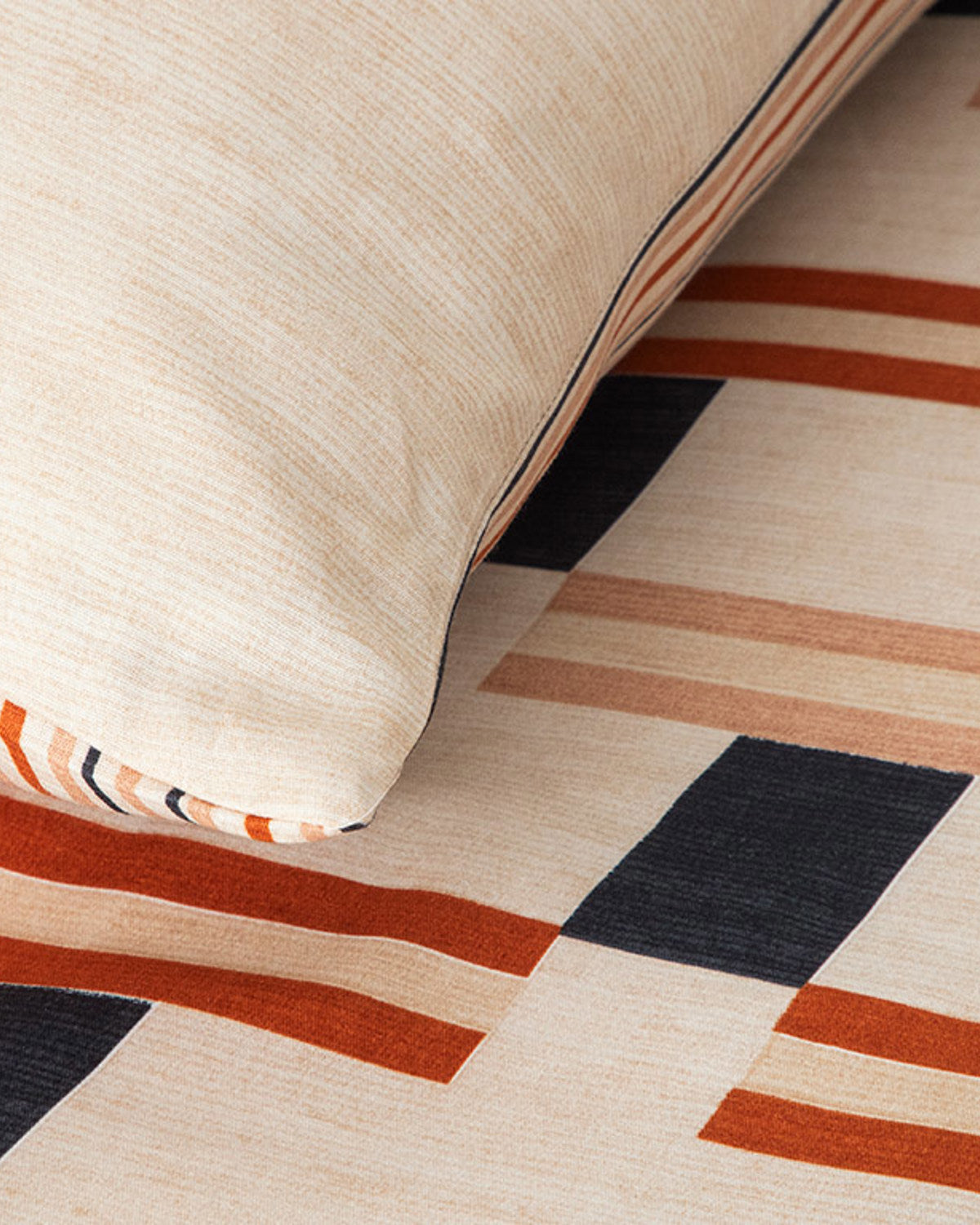 Timeline Soft Cotton with Digital Print Duvet Cover Set Terracotta (view 3)