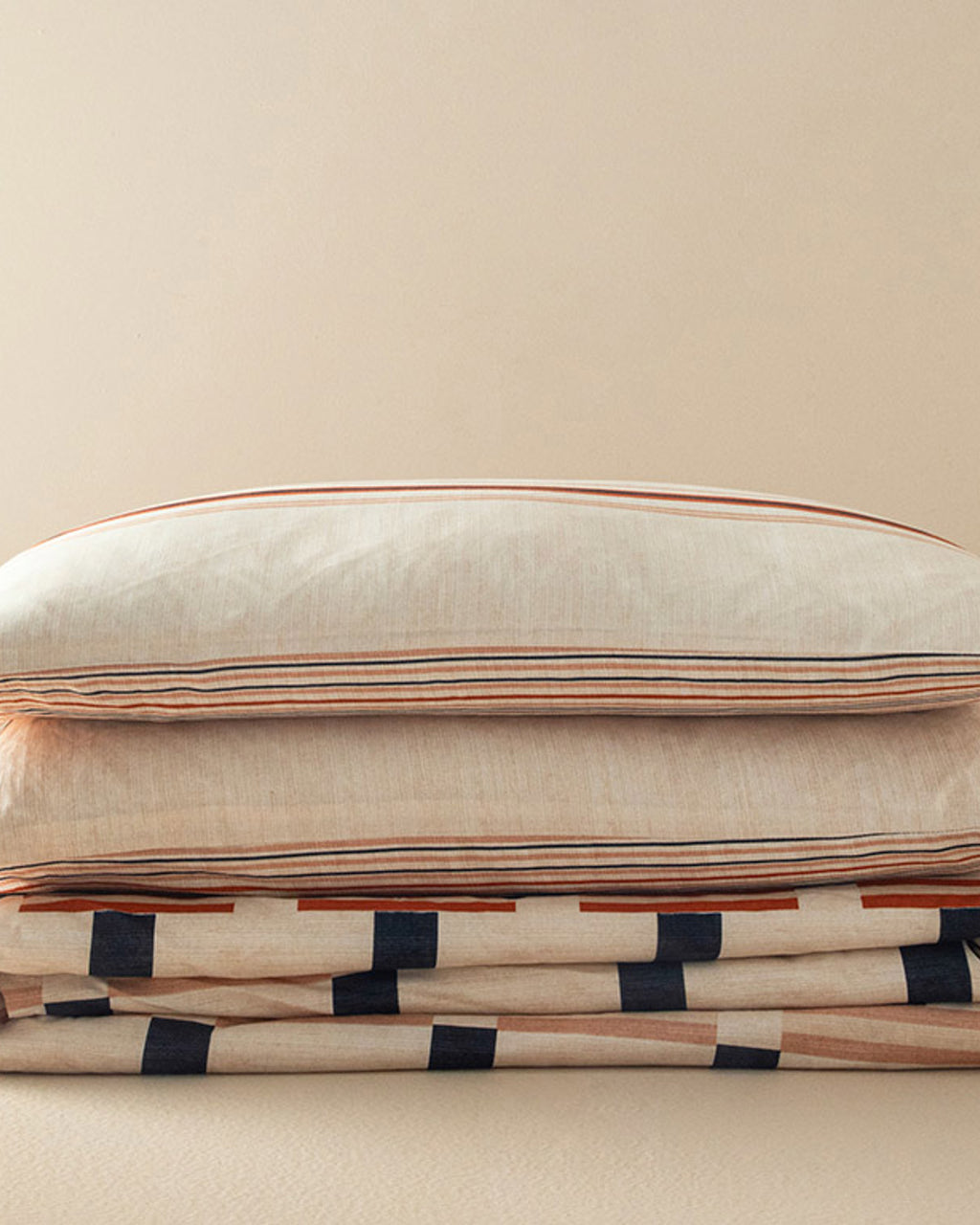Timeline Soft Cotton with Digital Print Duvet Cover Set Terracotta (view 6)