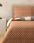Dynamic Square Soft Cotton with Digital Print Duvet Cover Set Beige - Terracotta - King 240x220 cm (view 2)