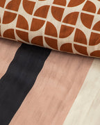 Dynamic Square Soft Cotton with Digital Print Duvet Cover Set Beige - Terracotta (view 4)