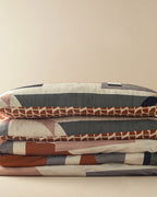 Dynamic Square Soft Cotton with Digital Print Duvet Cover Set Beige - Terracotta (view 6)