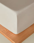Novella Premium Soft Cotton Fitted Sheet - Beige, Gray & White - Beige - Single 100x200 cm