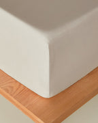 Novella Premium Soft Cotton Fitted Sheet - Beige, Gray & White - Beige - Single 100x200 cm