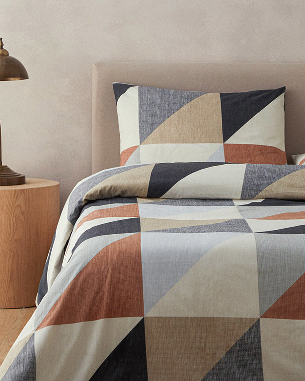 Triad Easy Iron Double Size Duvet Cover Set 200x220 cm Gray - Beige