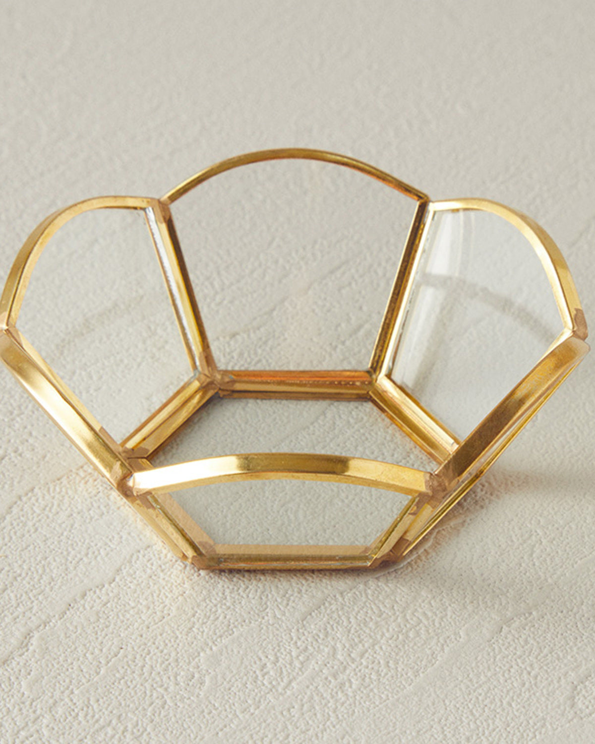 Flowery Glass Candle Holder 9x9x3.5 cm Gold (view 2)