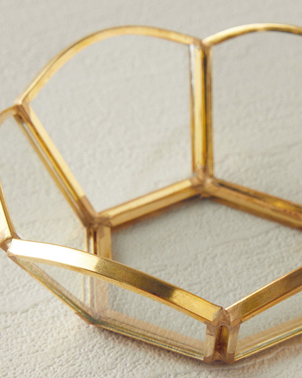 Flowery Glass Candle Holder 9x9x3.5 cm Gold (view 3)
