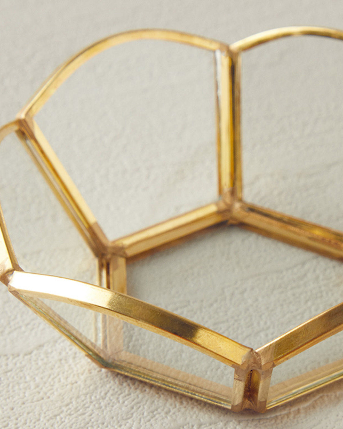 Flowery Glass Candle Holder 9x9x3.5 cm Gold (view 3)