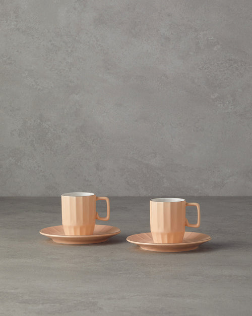 Angely New Bone China 4 Pieces 2 Servings Coffee Cup Set 80 ml - Gray (view 2)
