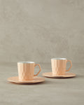 Hestia New Bone China 4 Pieces 2 Servings Coffee Cup Set 80 ml - Salmon