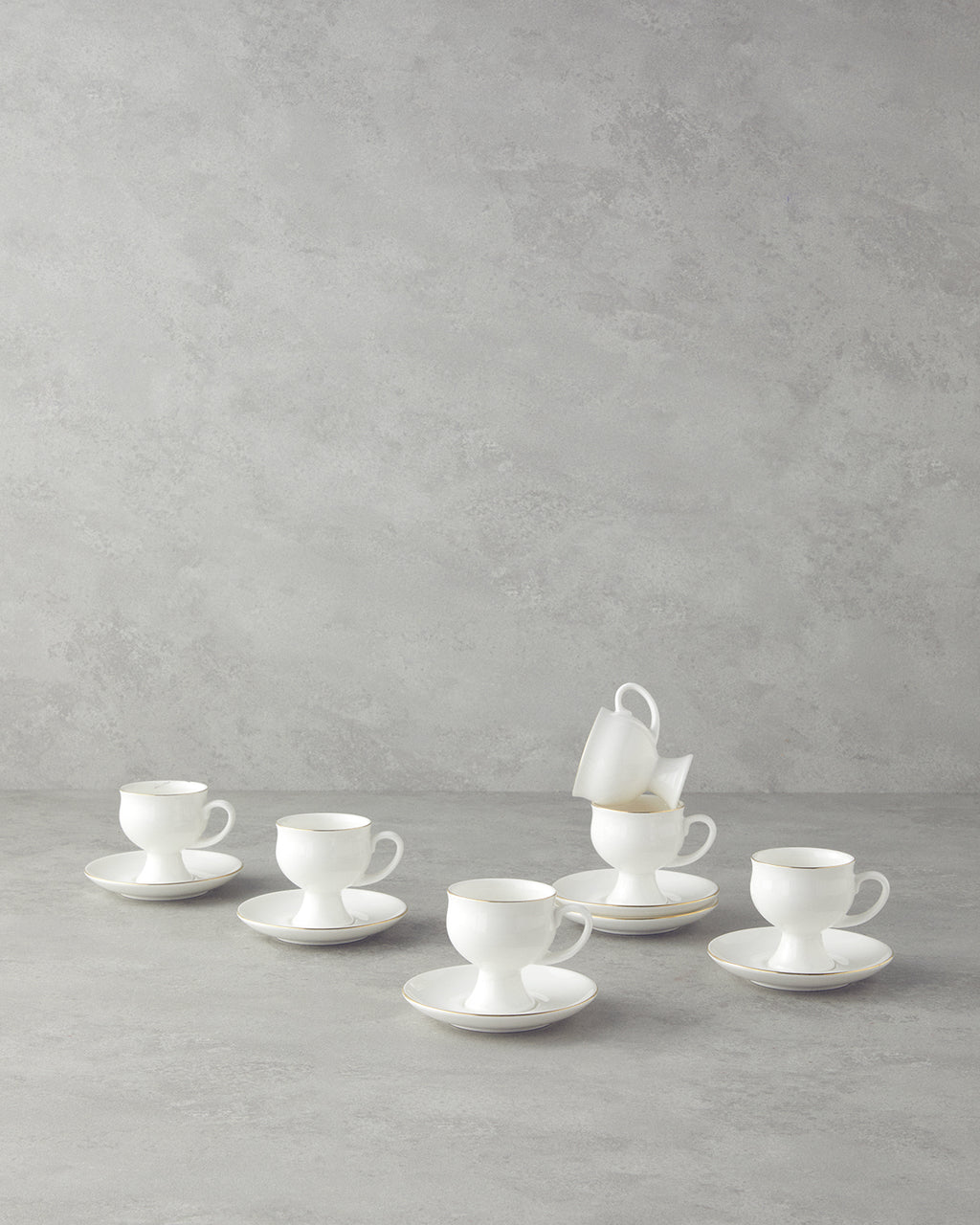 Catty Porcelain 12 Pieces 6 Servings Coffee Cup Set 100 ml Gold