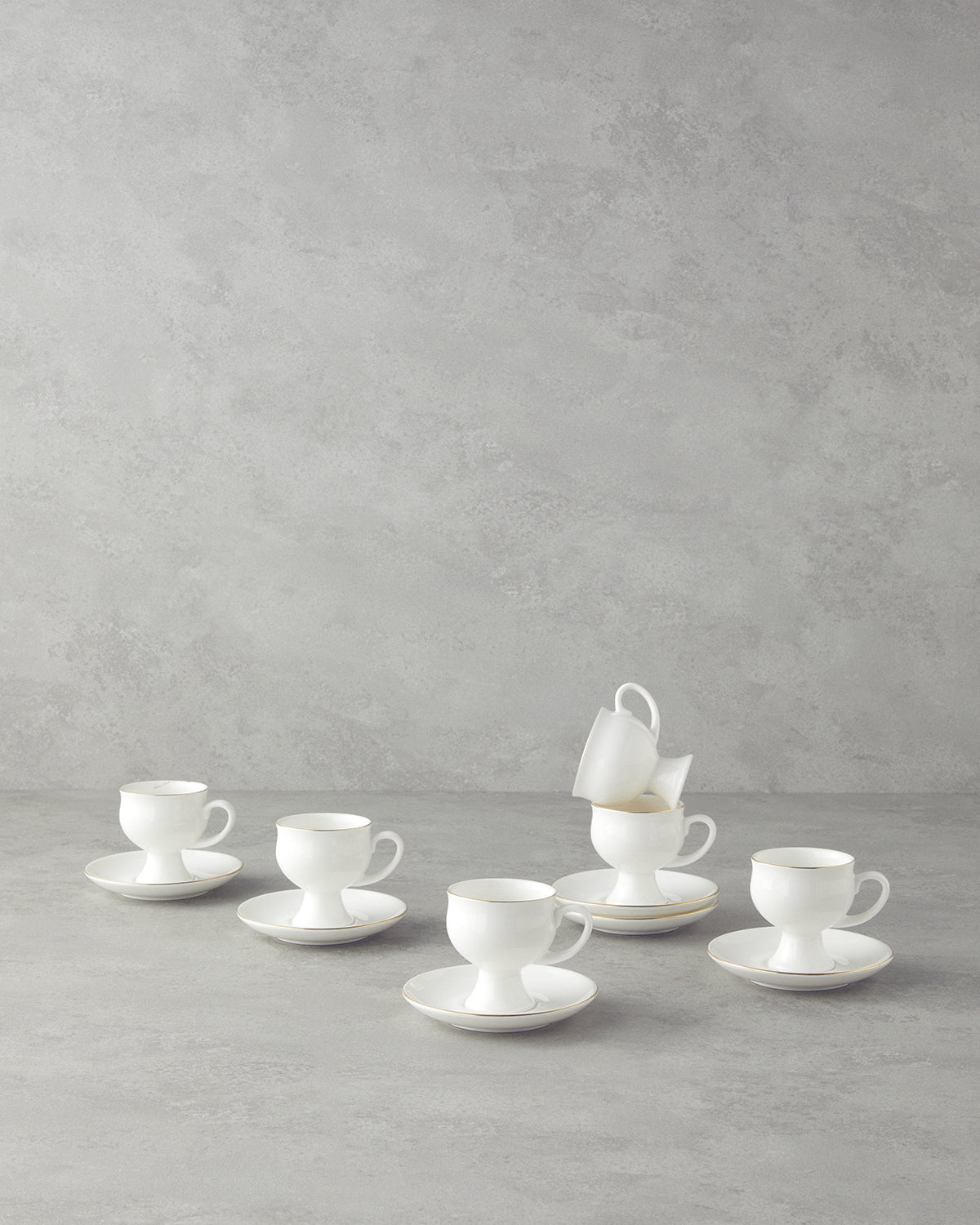 Catty Porcelain 12 Pieces 6 Servings Coffee Cup Set 100 ml Gold