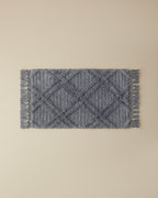 Tassel Check Cotton Fringed Bath Mat 50x80 cm Gray