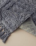 Tassel Check Cotton Fringed Bath Mat 50x80 cm Gray (view 2)