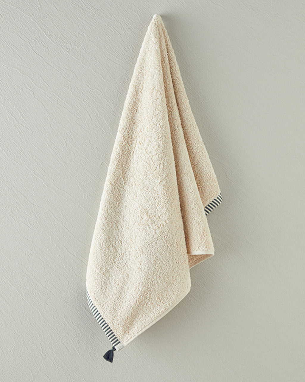 Colorful Lines Cotton Fringed Face Towel 50x80 cm Light Beige - Green