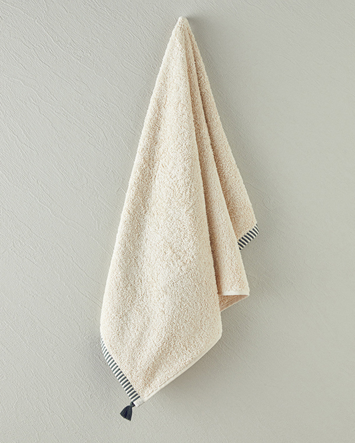 Colorful Lines Cotton Fringed Face Towel 50x80 cm Light Beige - Green
