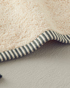 Colorful Lines Cotton Fringed Face Towel 50x80 cm Light Beige - Green (view 2)