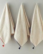 Colorful Lines Cotton Fringed Face Towel 50x80 cm Light Beige - Green (view 3)